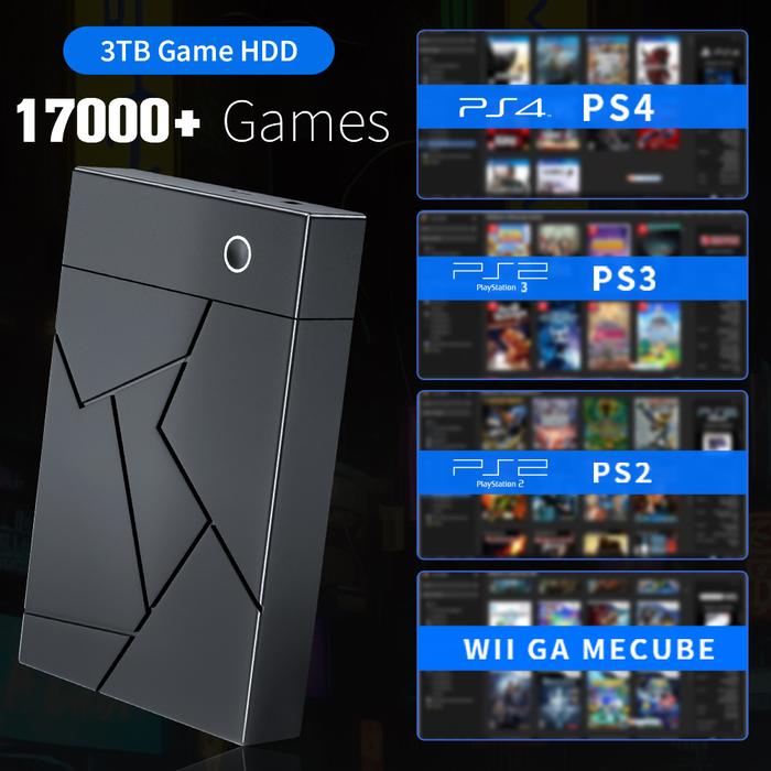 3TB Gaming External Hard Drive With 17000+ Games For PS4/PS3/PS2/Gamecube/Wii/Wiiu/Sega Saturn Gamin