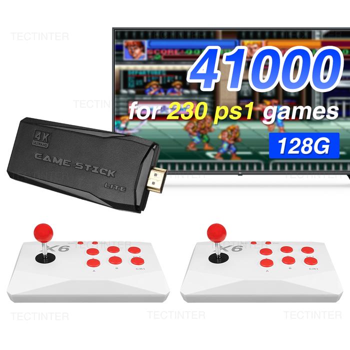4K Game Stick Retro HD TV Video Game Console Arcade Keyboard Built-in 20000+ Games with Double Arcad