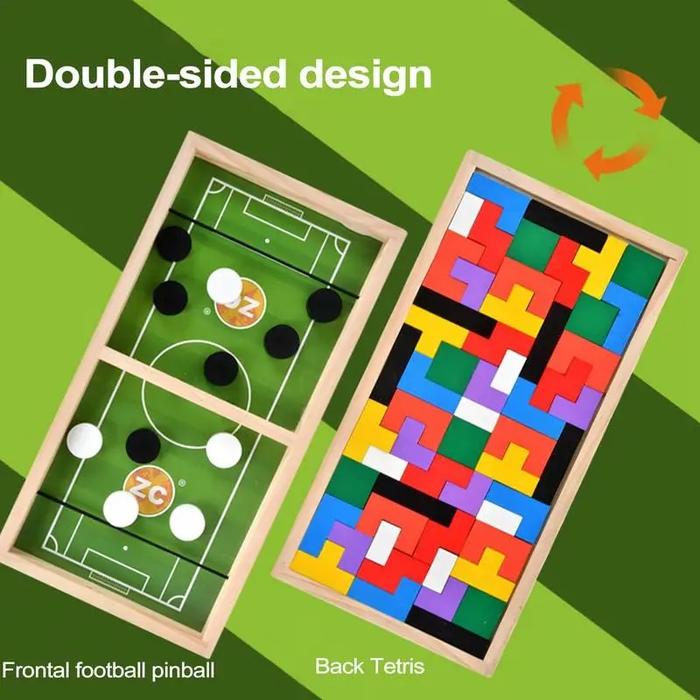Tabletop Soccer Game Wooden Sling Shot Game 2-Player Challenging Double-Sided Learning Education Toy