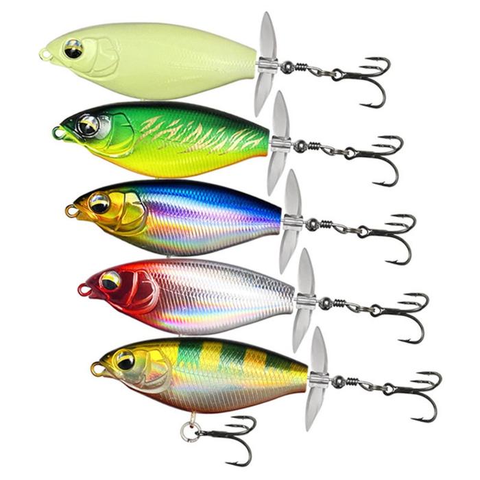 2024 7cm/6g 9cm/11g Propeller Warbler Lure Rotating Tail Floating Topwater Fishing Lure Popper Bass 