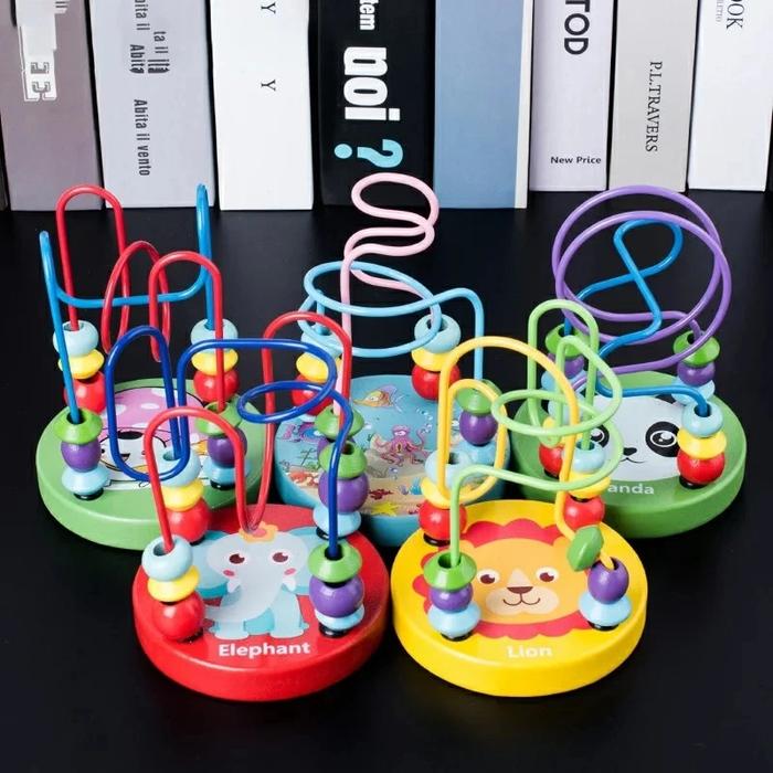 Colorful Wooden Roller Coaster Educational Circle Toy For Preschool Learning Bead Maze Toy Perfect G