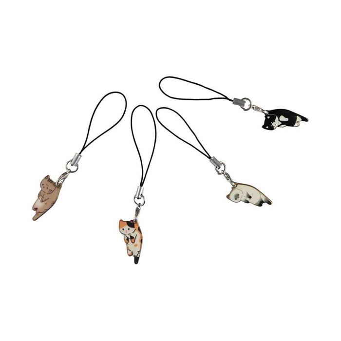 Cute Cat Phone Strap Lanyards Metal Kawaii Cartoon Cat Case Strap Decor KeyChain Mobile Phone Strap 