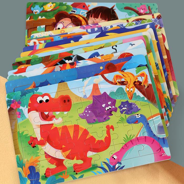 30 Piece Montessori 3d Puzzle Cartoon Animal Vehicle Jigsaw Wood Puzzle Game Early Learning Educatio