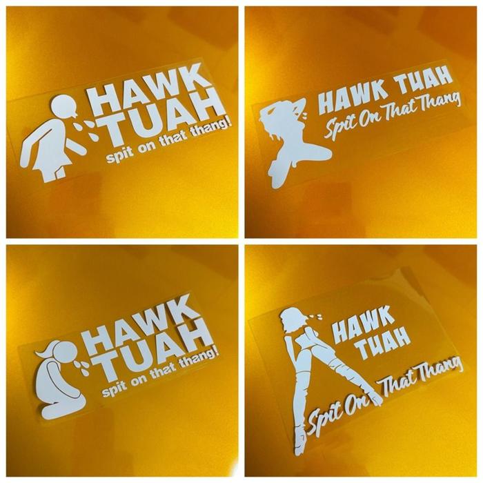 Fashion Hawk Tuah Spit On That Thang Stickers Waterproof Removable Car Back Vision Glass Stickers Cr