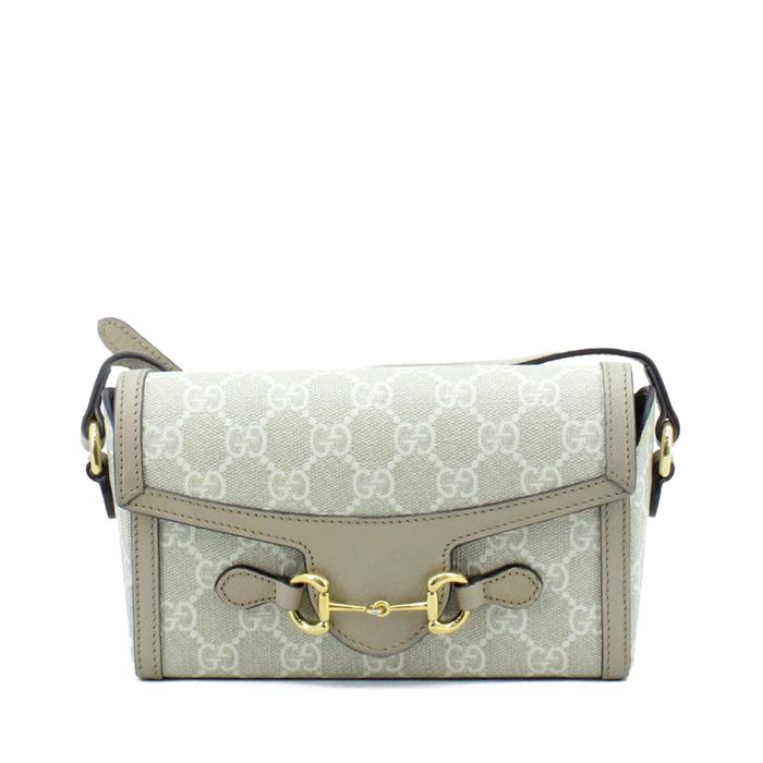 Preloved Horsebit 1955 Mini Bag in Beige and White I15599C