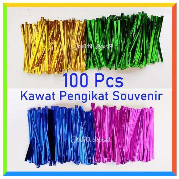 Kawat Pengikat Souvenir 100 pcs 8 cm Twist Tie tali kawat bungkus bingkisan anak