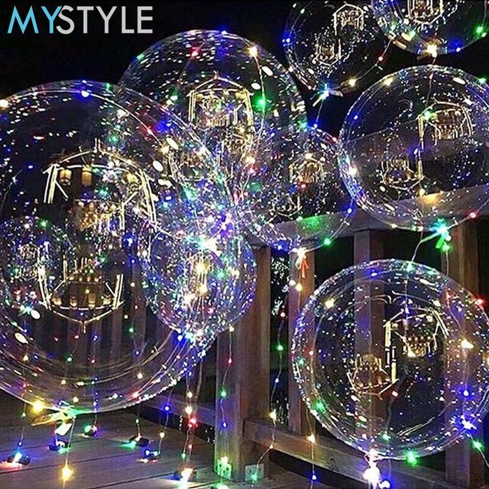 MYSTYLE BOBO BALON PVC 12/18/24/36 INCH (BALON SAJA) TRANSPARAN BALON LED BALON LAMPU TUMBLR BALON