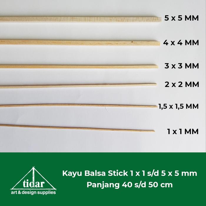 Kayu Balsa Stick 1 1,5 2 3 4 5 mm / Balsa Stik / Kayubalsa