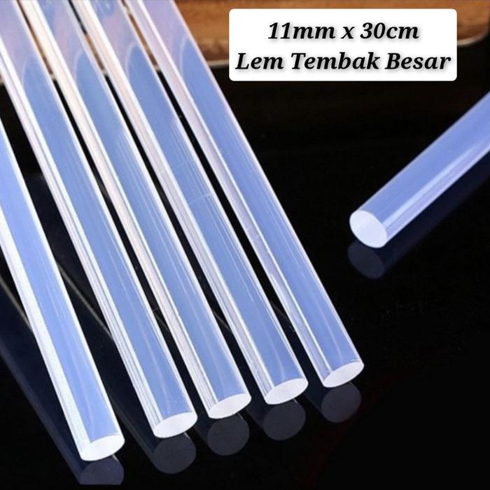 Lem bakar / Lem Tembak Besar (11mm) / Kecil (7mm) panjang 30cm Refill Glue Gun Stik Bening Transpara