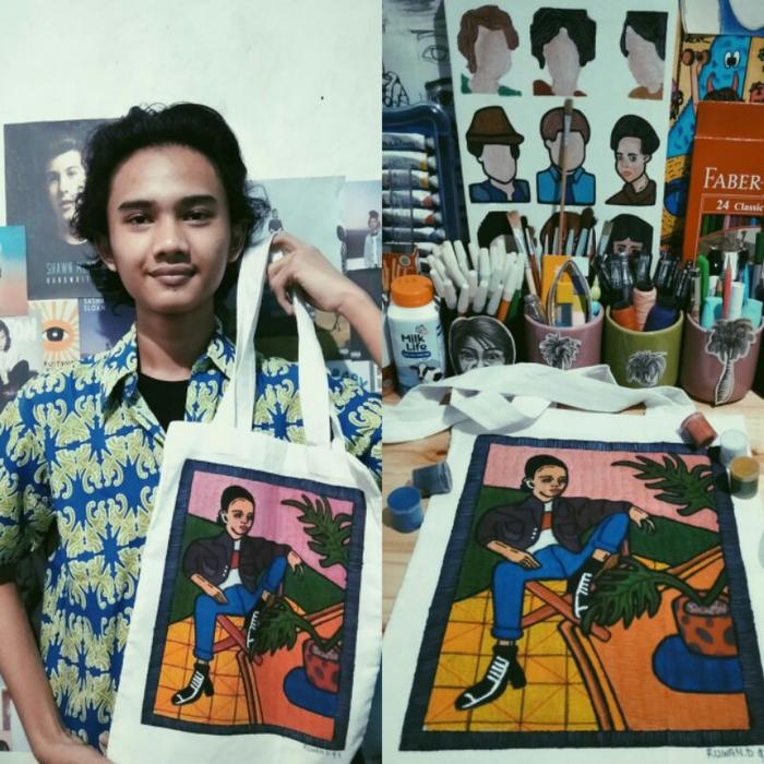 KUY!! Tote bag lukis Paket Lengkap/ Tote bag polos 30x40cm dan cat ACRYLIC dreamart,