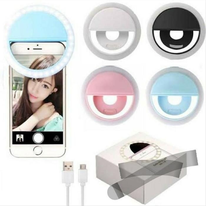 ring light lampu led ringlight kamera selfie foto video handphone youtuber tombol 3 mode cahaya