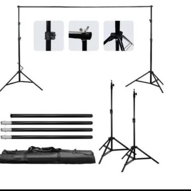 Background stand 200*300 atau backdrop foto dengan clamp 4pcs dan kain background Foto background gr