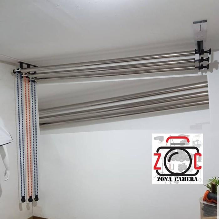 Tiang Bar Background Expander 3 4 6 Kerekan Backdrop Foto photo pipa Kerekan Background Roller Manua
