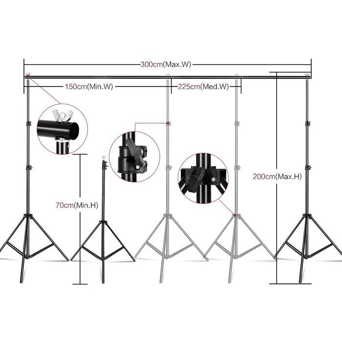 3M Stand Background + Klip Besi Bracket Backdrop Light Stand Clamp Bekgron Foto Penyangga Dekorasi H