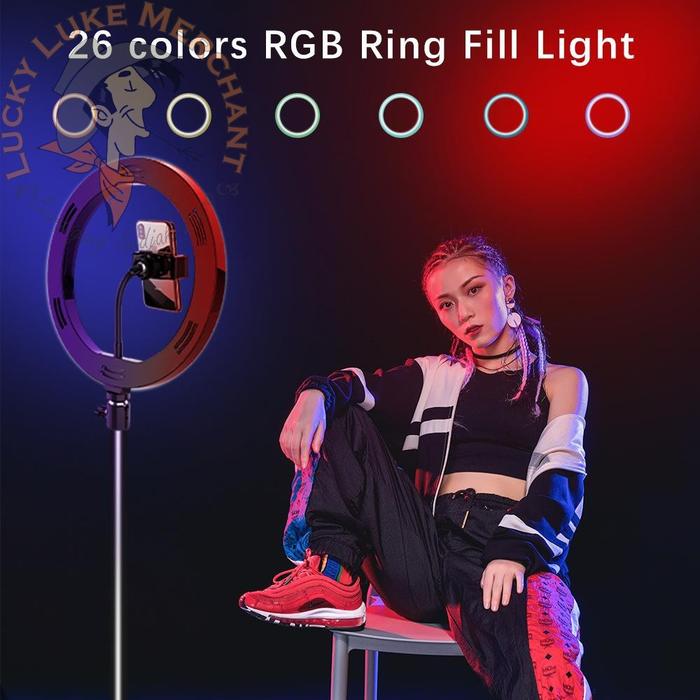 Paket Ring Light RGB Besar 4 Warna dan Tripod Lampu Ringlight Tiktok FYP Vlog Youtube Instagram Live