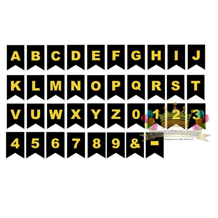 Banner Huruf Black Gold Custom Name