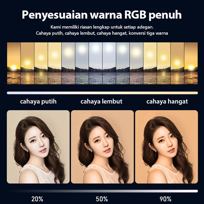 26cm RGB Ring Light Dilengkapi dengan dudukan lampu tripod 2,1M dan pengontrol nirkabel
