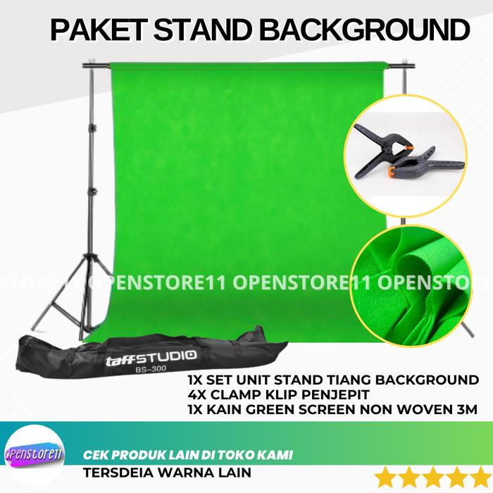 Paket Stand Background Backdrop Green Screen 300x200cm Tiang Fotografi Youtube Greenscreen Studio Fo