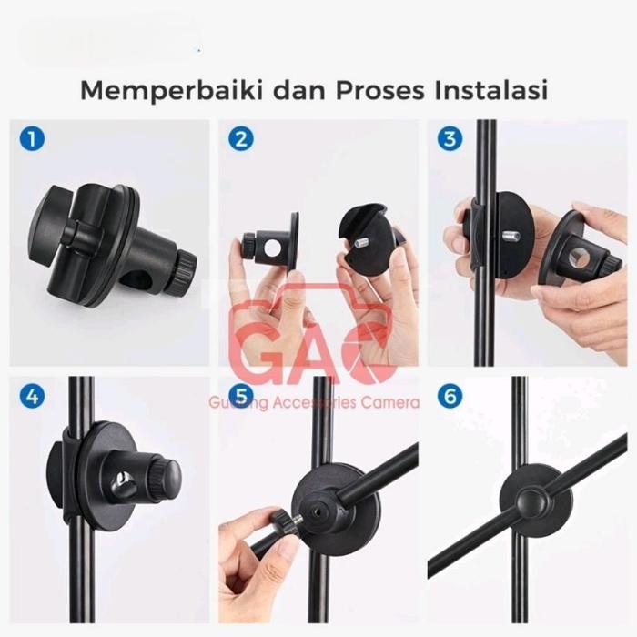INBEX Ringlight Tripod 2.1M Phone Holder With Arm Horizontal Rod Stand