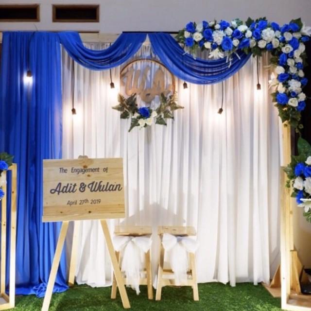 Kain Dekorasi Dekor Warna Biru Benhur / Kain Backdrop / Kain Lamaran / Kain Wedding Ultah Ulangtahun