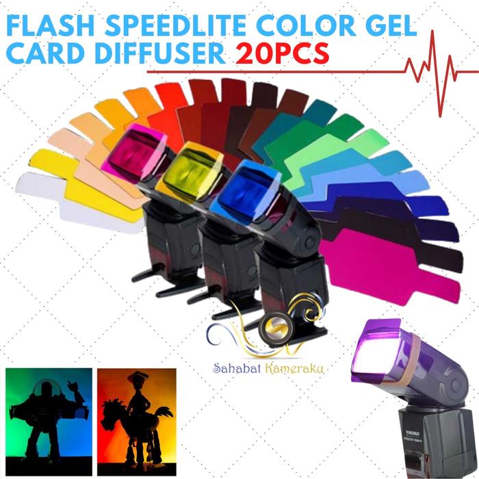 Gel Filter Flash SPEEDLITE Diffuser 20 Sets Color Reflector External Strobist Speedlight Canon Nikon