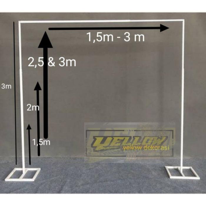 Tiang Adjust 1,5 - 3m Backdrop Tiang Gawang Besi bisa sampai 3x3m