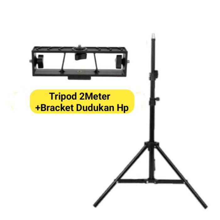 PAKET TRIPOD 2 METER BRACKET SAMBUNGAN HOLDER HP RINGLIGHT