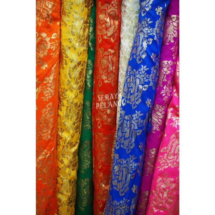 [METERAN] Kain Lame Bali | Singapur/Singapore | Motif kembang | Bunga | Kain Meteran | Bahan Dekoras