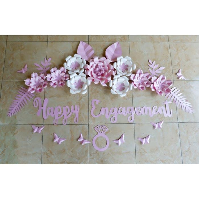 ready paper flower dekorasi tunangan bunga kertas backdrop lamaran karangan bunga papan pernikahan