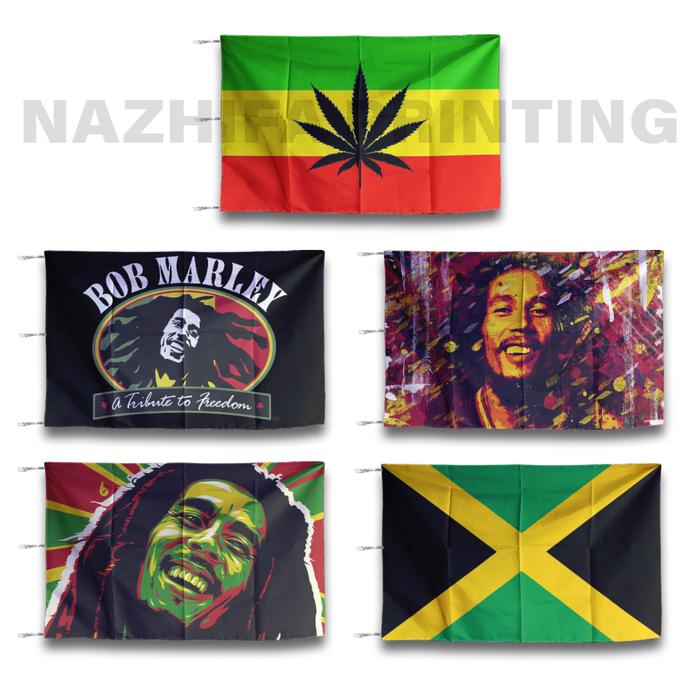 Bendera Reggae Bob marley Ukuran 60 x 90cm Tapestry Fabric Bendera Poster Kain Flag Aesthetic