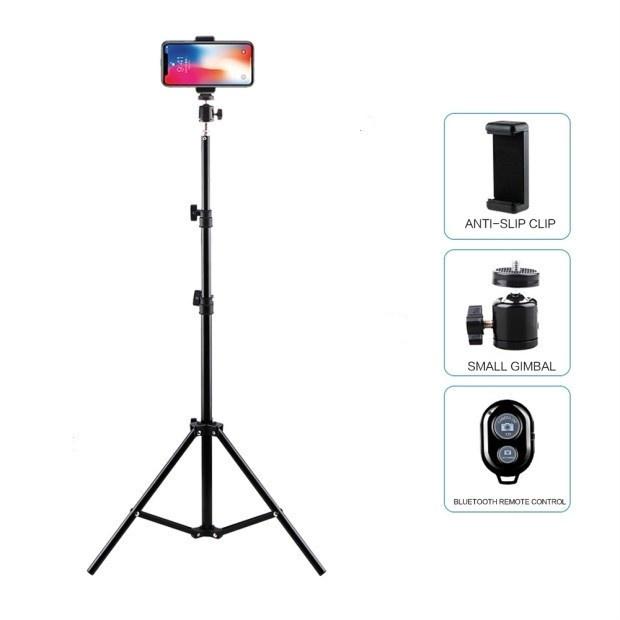 Tripod Stand 2 Meter Bahan Besi , Tripod Hp 2,1 Meter Untuk Ringlight Ring light Kamera Handphone Ho