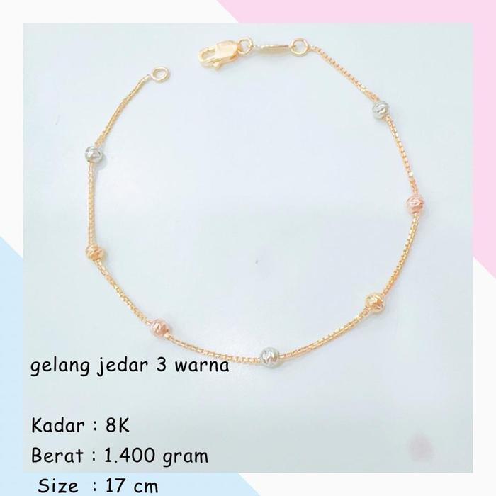 GELANG EMAS ITALY VRS JEDAR 3 WARNA BERAT 1.400GR KADAR 8K
