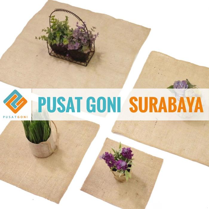 Alas Fotografi 50x50 CM - Backdrop Kain Goni - Taplak Meja Karung Goni - Properti Foto