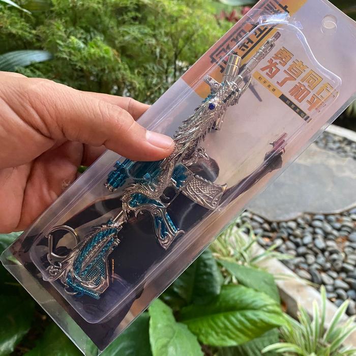 Gantungan Kunci AK 47 Figure Gaming PUBG Motif Naga dan Hamster / M416 PUBG Mini Gun Keychain Import