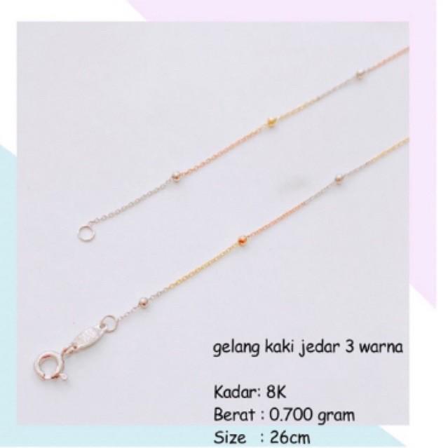 Gelang kaki Jedar 3 Warna 0.700 GRAM 8K