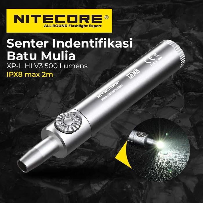 NITECORE Senter Indentifikasi Batu Mulia XP-L HI V3 IPX8 500 Lumens - GEM8