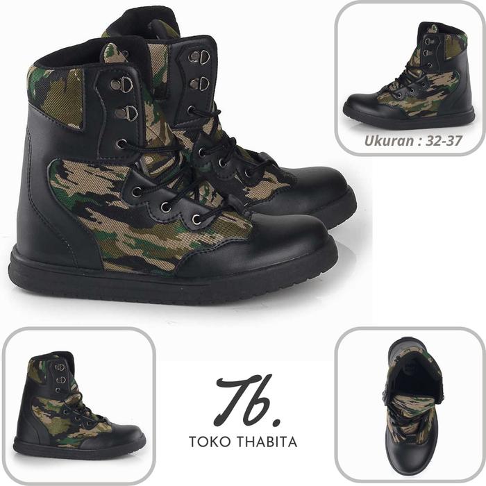 Sepatu Boots Tactical Loreng Tentara Pdl Anak Laki Army Tni (Best Quality)