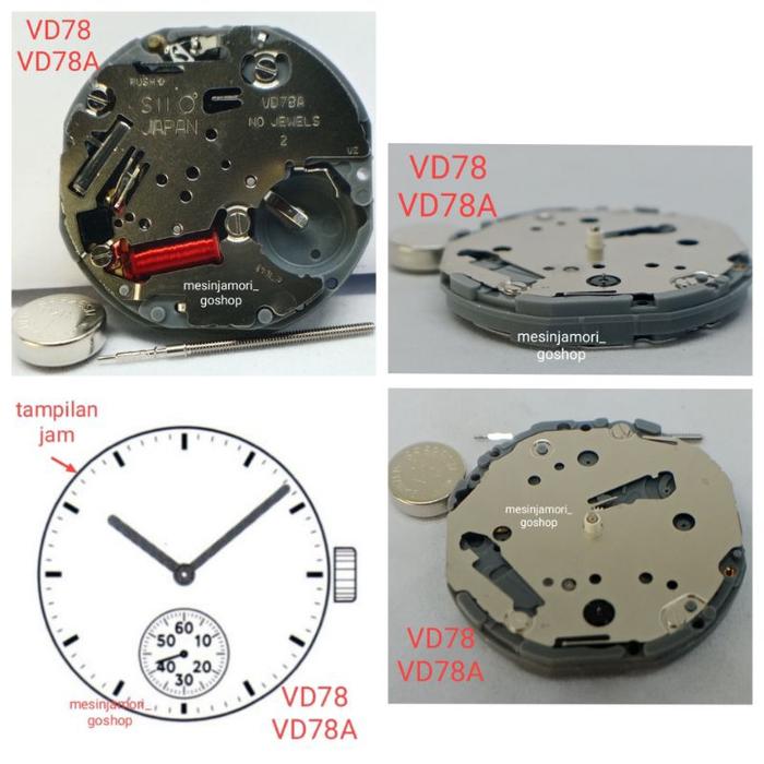 mesin jam VD78 VD78A VD77 VD77A VD76 VD76A japan