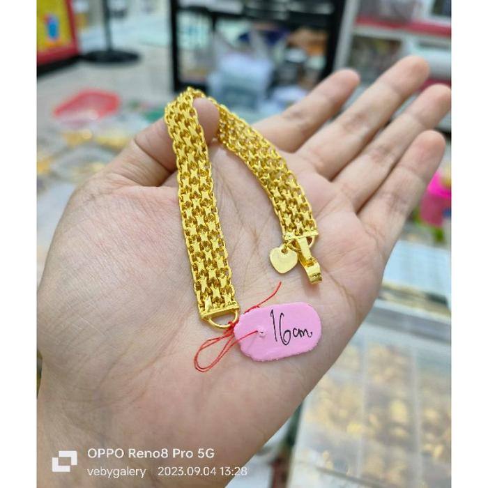 gelang dobel medan replika emas 24k