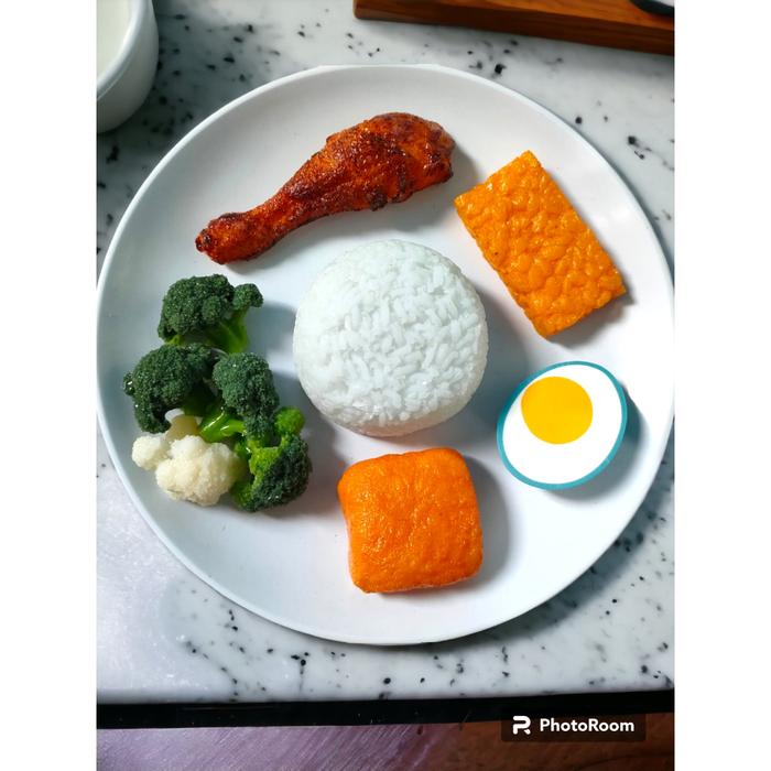 Replika makanan / dummy makanan / Replika mainan menu 4 sehat 5 sempurna (paket anak lengkap)