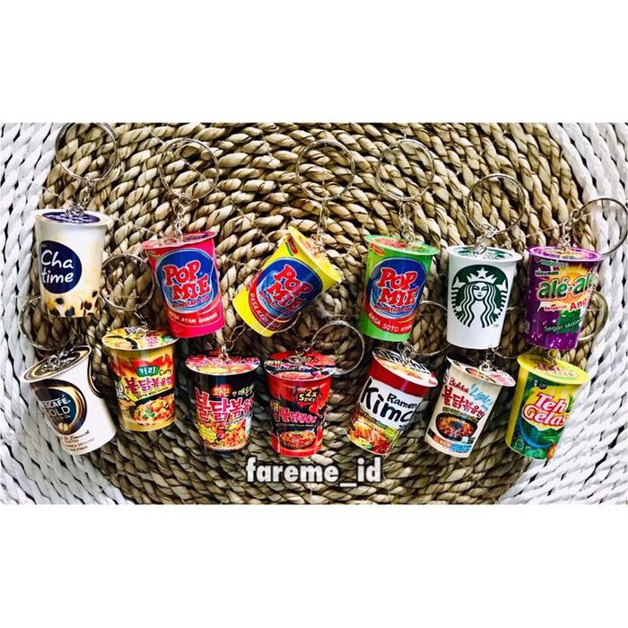 Gantungan Kunci Snack Minuman Popmie Ramen Kimchi Boba / Ganci Snack Miniatur Snack Souvenir Gantung