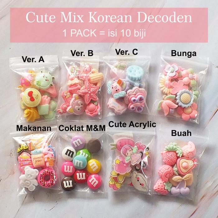 10 Biji Hiasan Decoden Case Bunga Buah Makanan Topping Slime Fake Food Flower Miniature DIY Craft Re