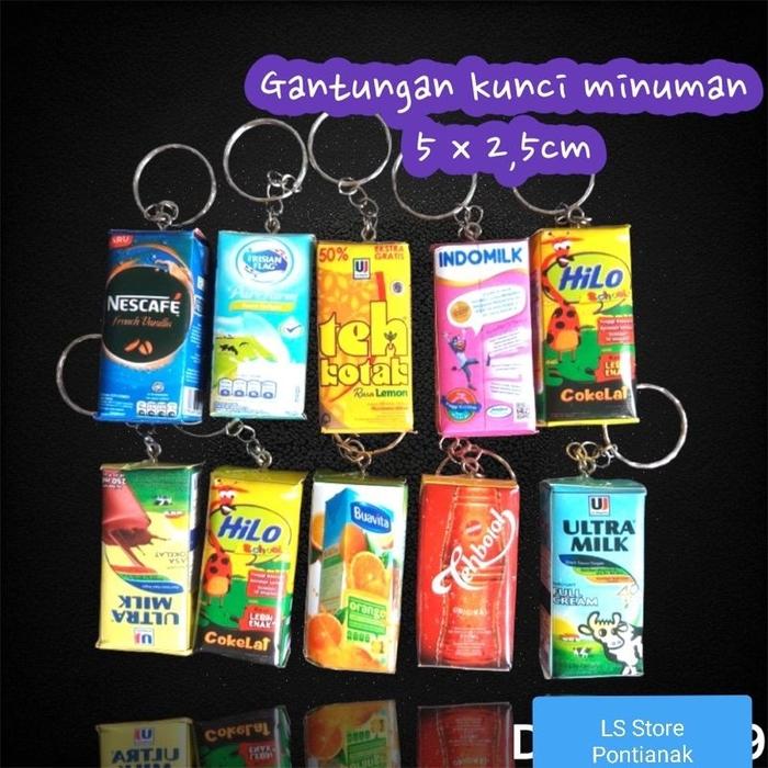 TERMURAH !! Gantungan Kunci Miniatur Snack Kotak Minuman / Souvenir Unik Lucu Ganci / Souvenir Ultah