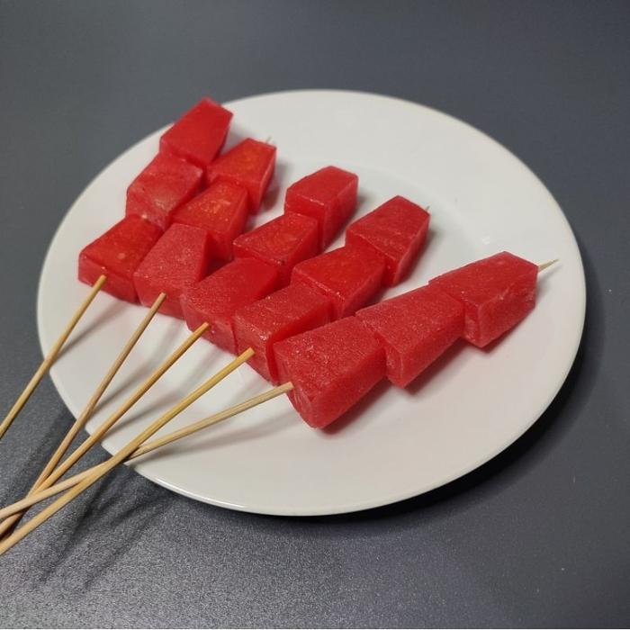 Replika sate buah / buah es kul kul / marshmallow dummy / dummy makanan / dummy buah buahan / harga 