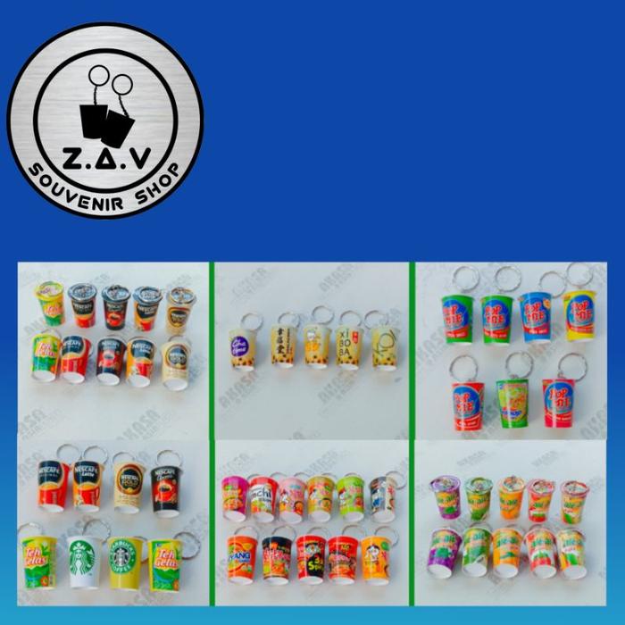 Gantungan kunci miniatur snack pop mie dll