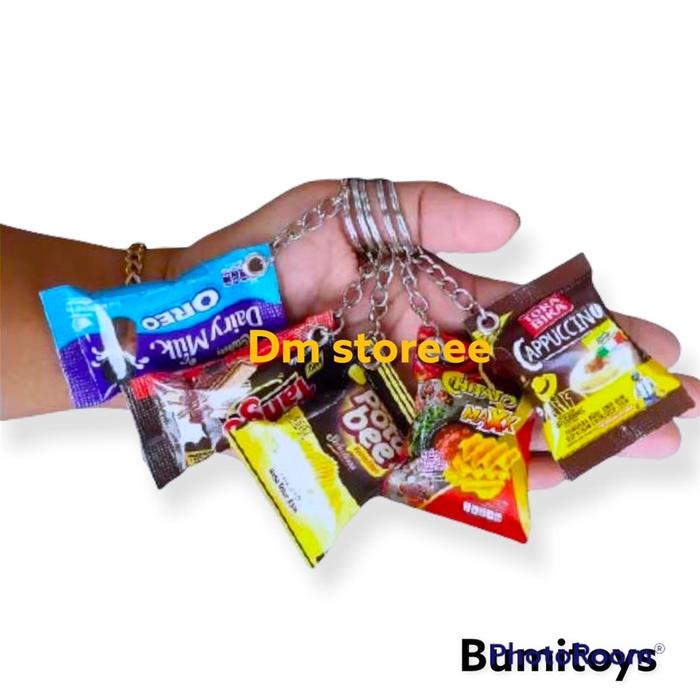 gantungan kunci miniatur snack / souvenir pernikahan / gantungan kunci makanan