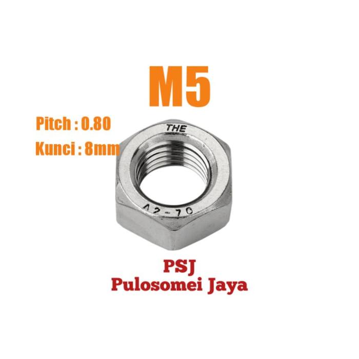 Mur SS 304 / M5 Hex Nut Stainless Steel
