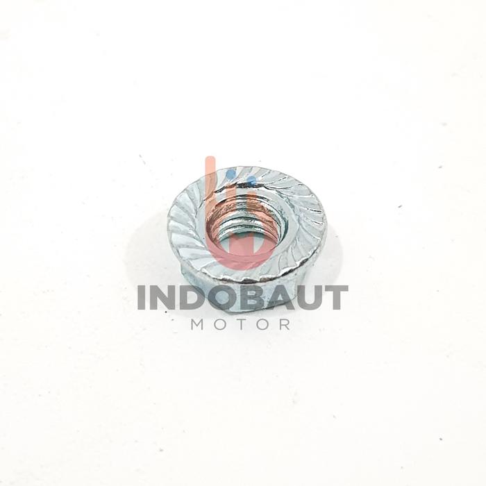 Flange Nut / Mur Flange M6 Kunci 10 Pitch 1.00 PUTIH