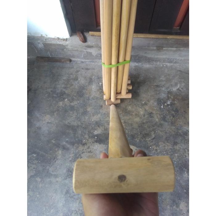 GAGANG SEKOP PUTIH GANCO KAYU DORAN T LURUS panjang 1 meter | Gagang Sekrop Pasir