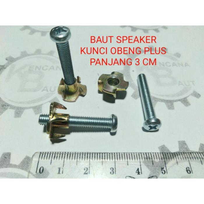 BAUT SPEAKER M5 X 30 KUNCI OBENG PLUS PANJANG 3 CM & MUR CAKAR